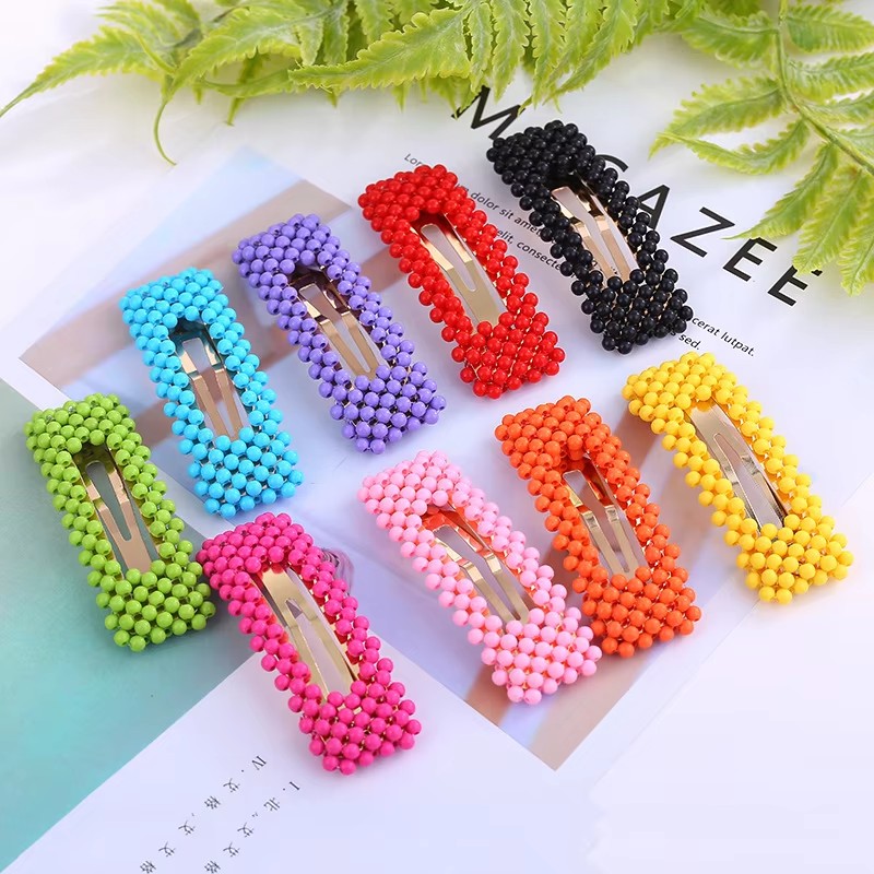 Korea Bead Hair Barrette for Women Girls Fashion Alloy Metal Bb Pearl Hair Clip Set